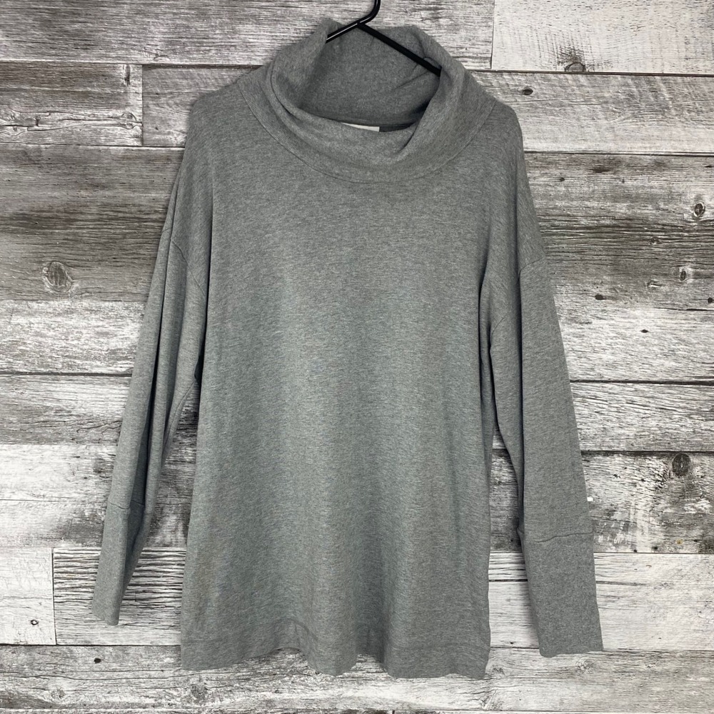 Pure Energy Women's Gray Heather Cowl Neck Long Sleeve Top Plus Size X 1X 14W